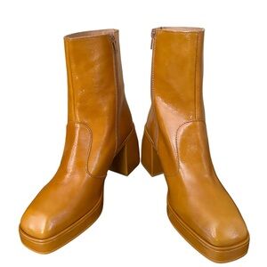 Free People Amber Tan Platform Ankle Boots